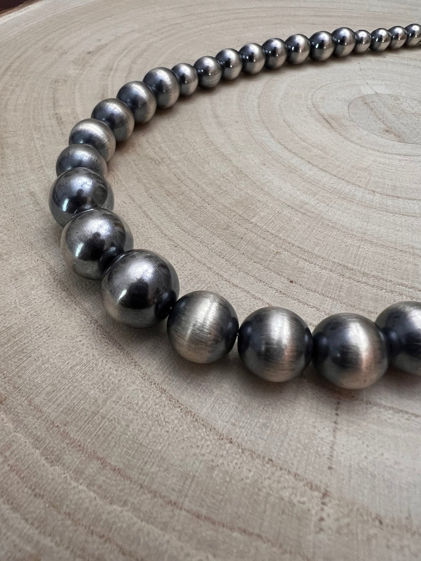 Graduated Sterling Pearl Statement Necklace — 20.5 inch (Graduated 8mm to 14mm)