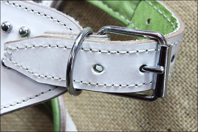 Large Leather Dog Harness Padded Genuine White Hilason