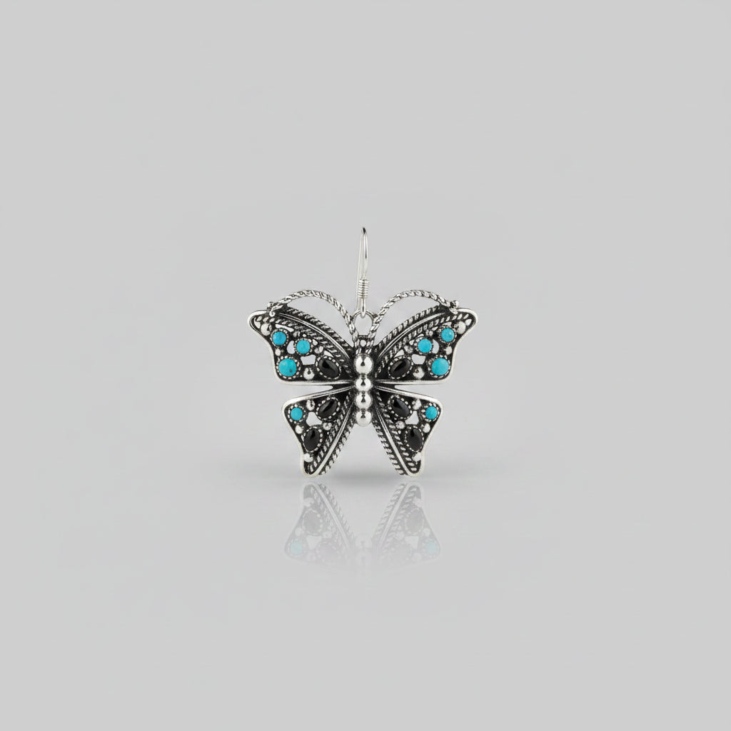 Lark Turquoise/Black Onyx Butterfly Earrings