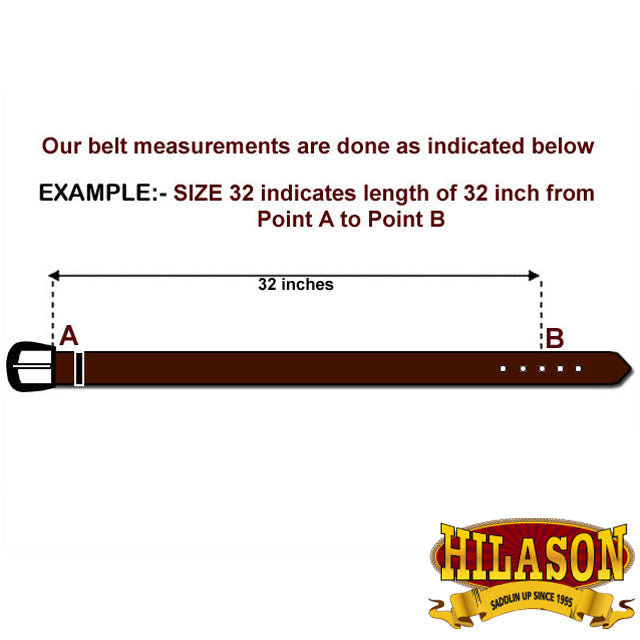 HILASON Western Genuine Leather Belt for Men Women Cowboy Cowgirl Handmade Unisex Full Grain Heavy Duty Tooled Belt for Jeans