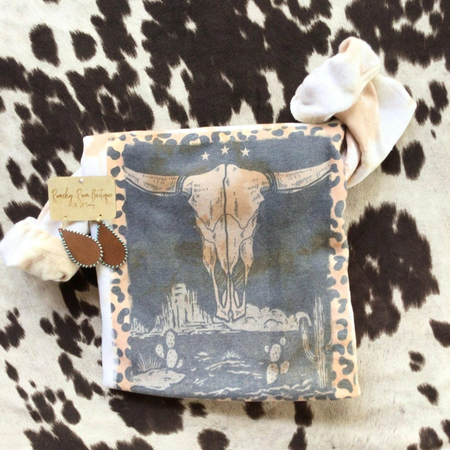 LEOPARD Bull Skull Sweatshirt, Boho Cowgirl