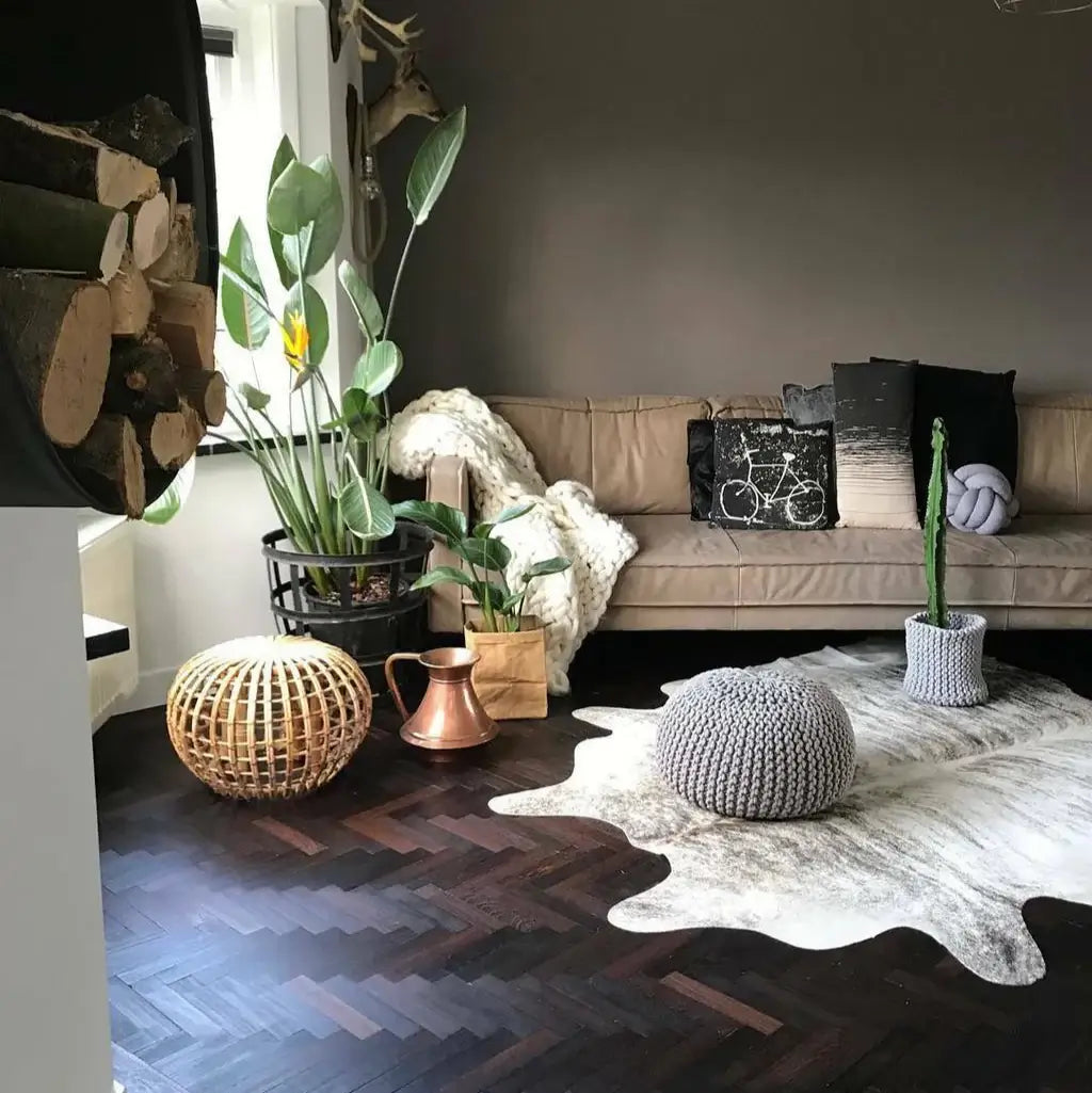 Light Brindle Brazilian Cowhide Rug: LARGE