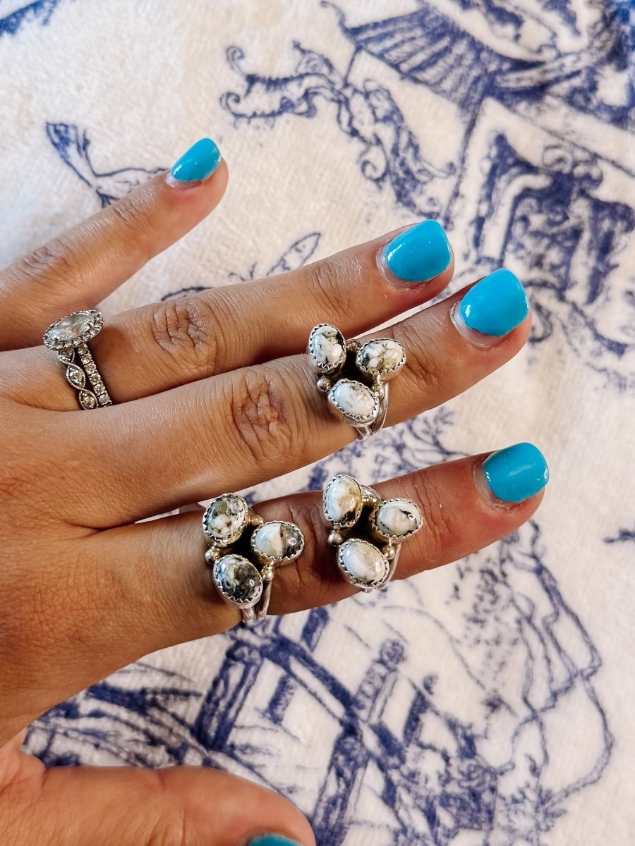 Lindale White Buffalo 3 Stone Ring
