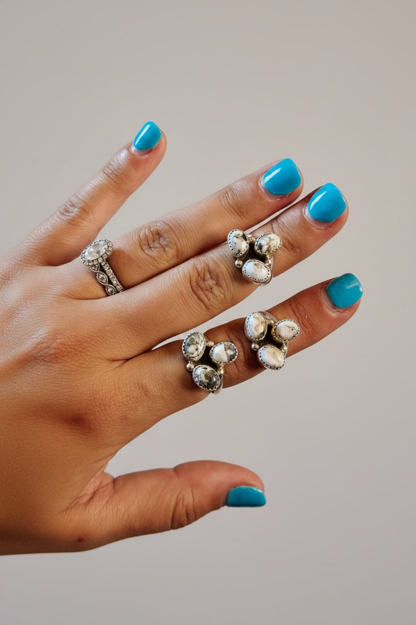 Lindale White Buffalo 3 Stone Ring