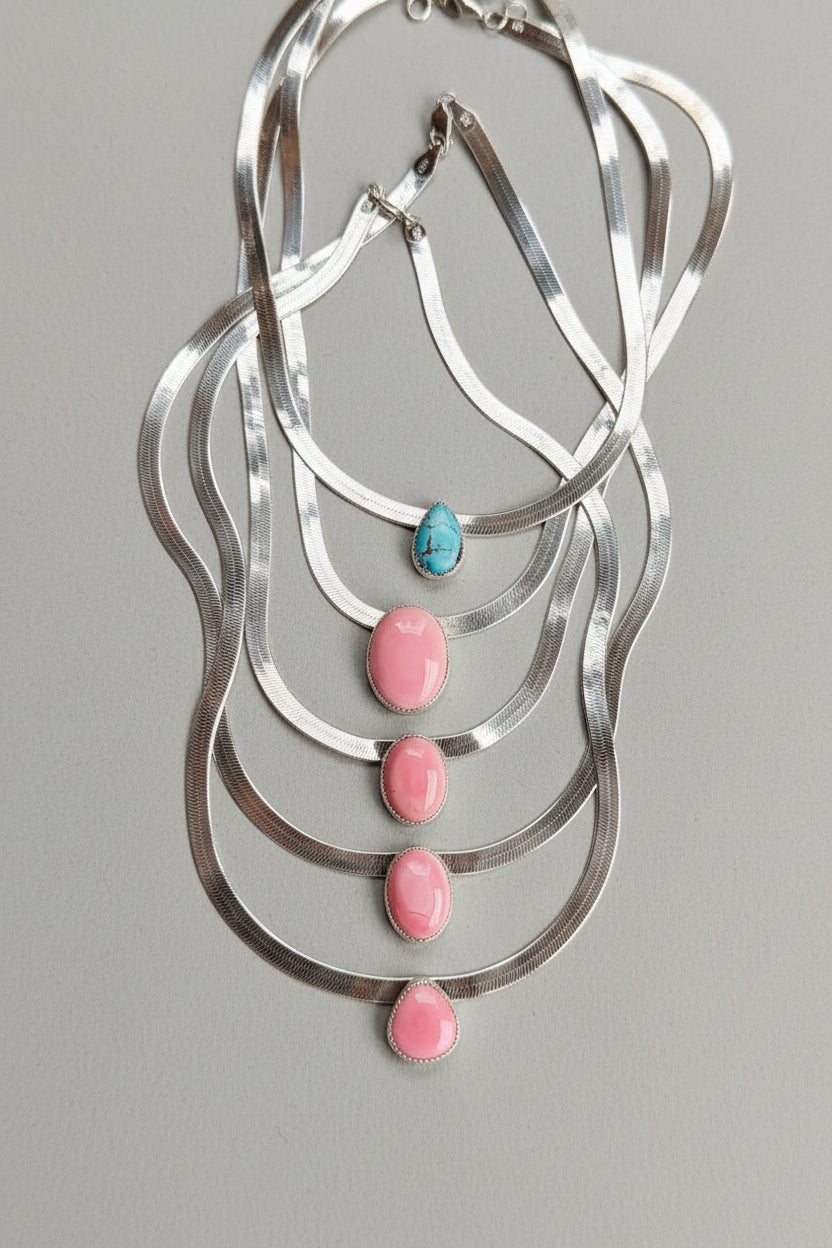 Linden Herringbone Stone Necklace
