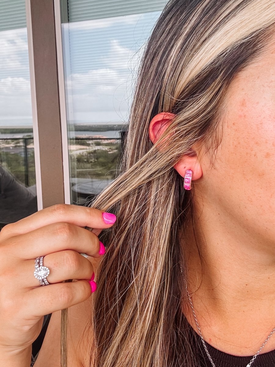 Linden Pink Opal Hoop Earrings