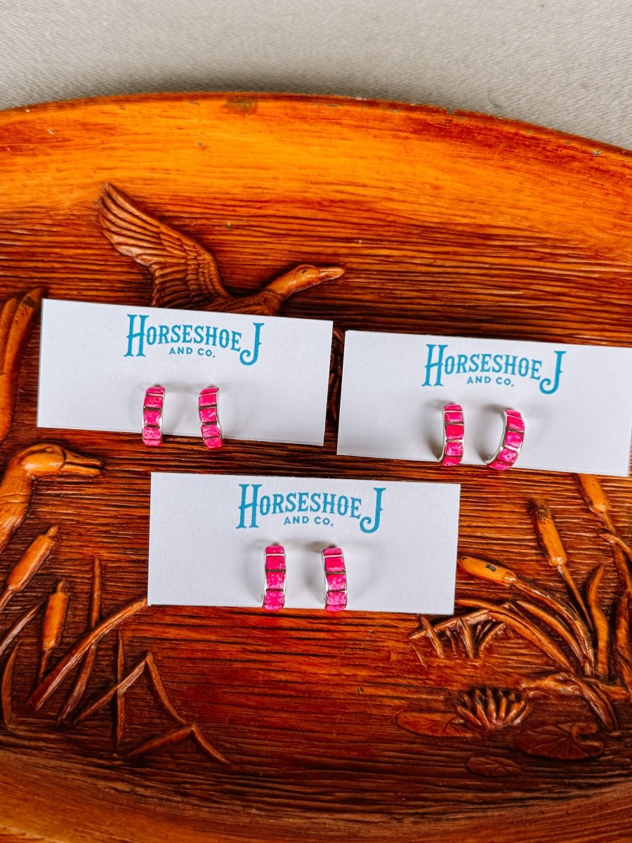 Linden Pink Opal Hoop Earrings
