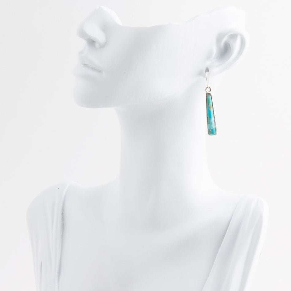 Line Blue Turquoise Sterling Silver Drop Earrings