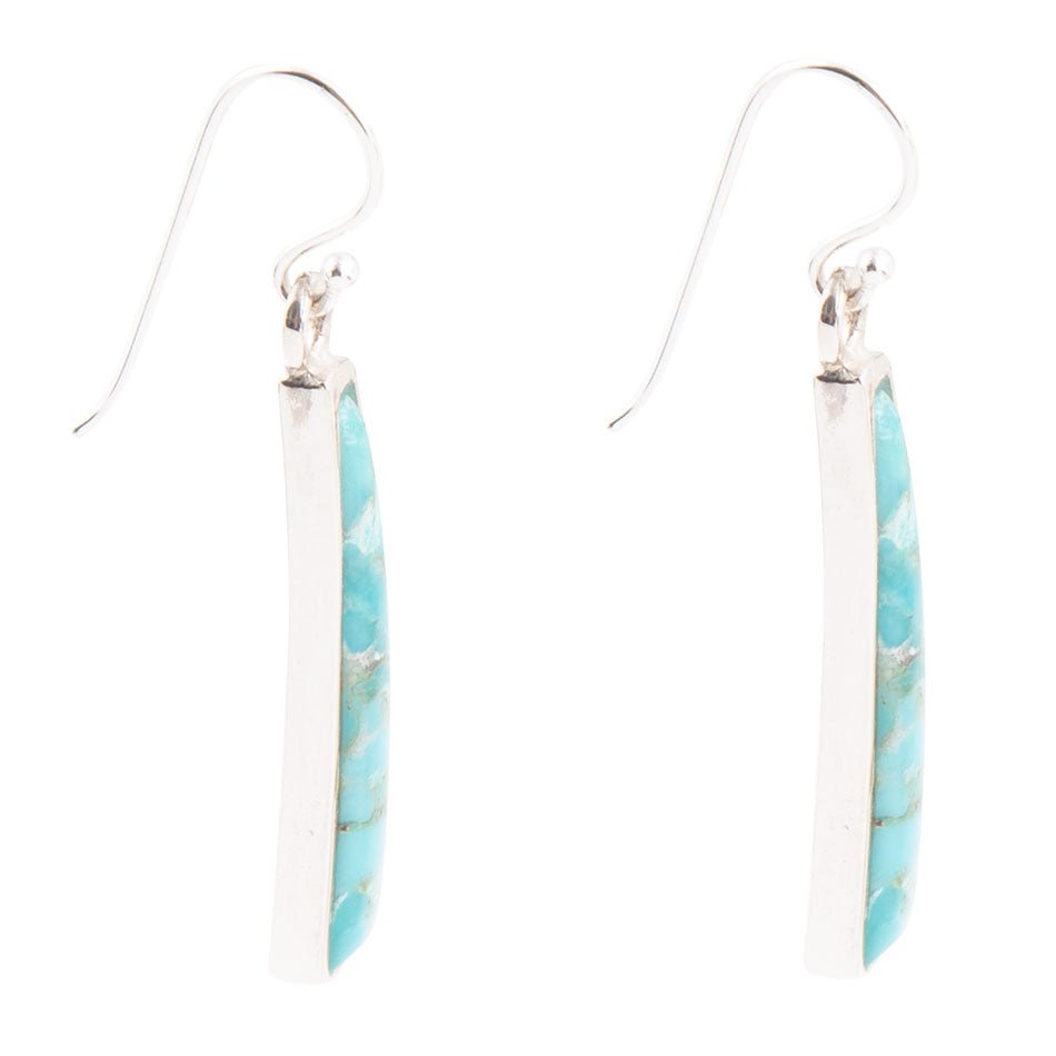 Line Blue Turquoise Sterling Silver Drop Earrings