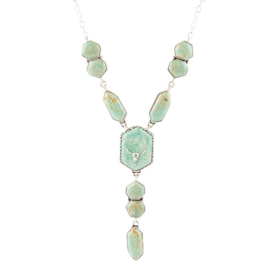 Longhorn Green Turquoise and Sterling Silver Necklace