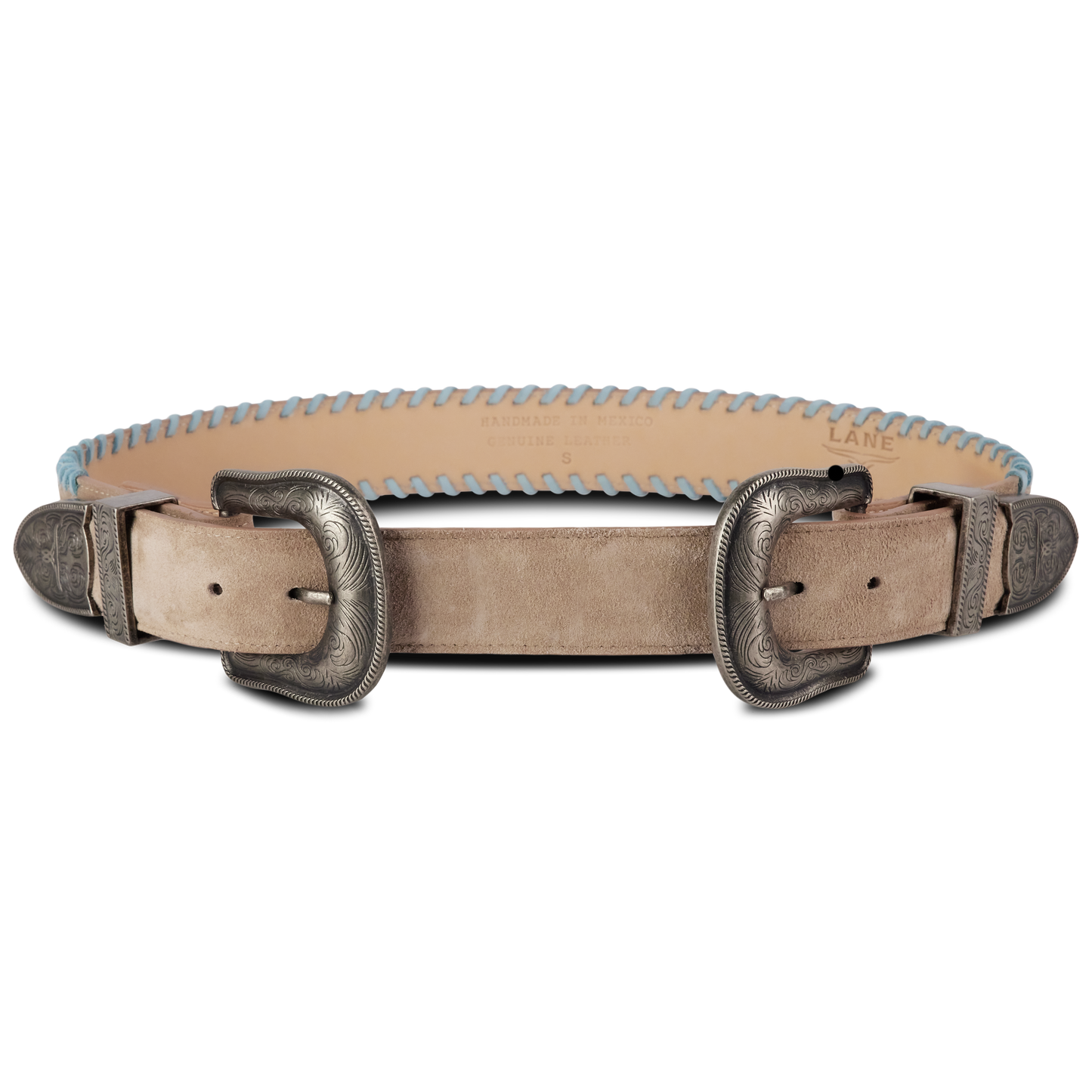 1.5 Double Belt Buckle - Latte Suede