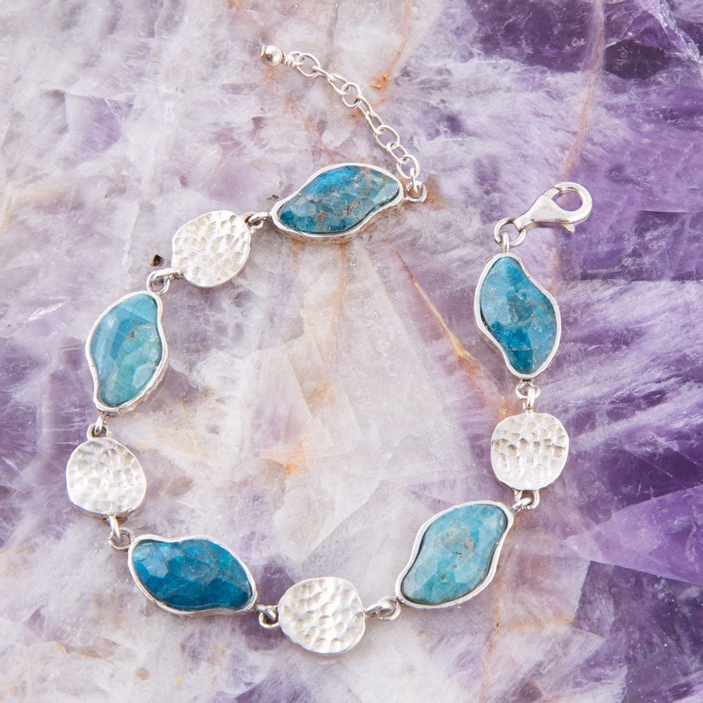 Luna Blue Apatite and Sterling Silver Line bracelet