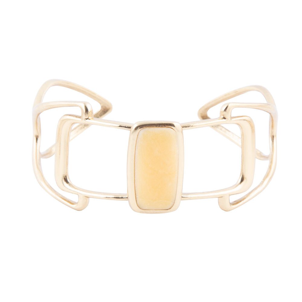 Luster Yellow Agate and Golden Cuff Bracelet
