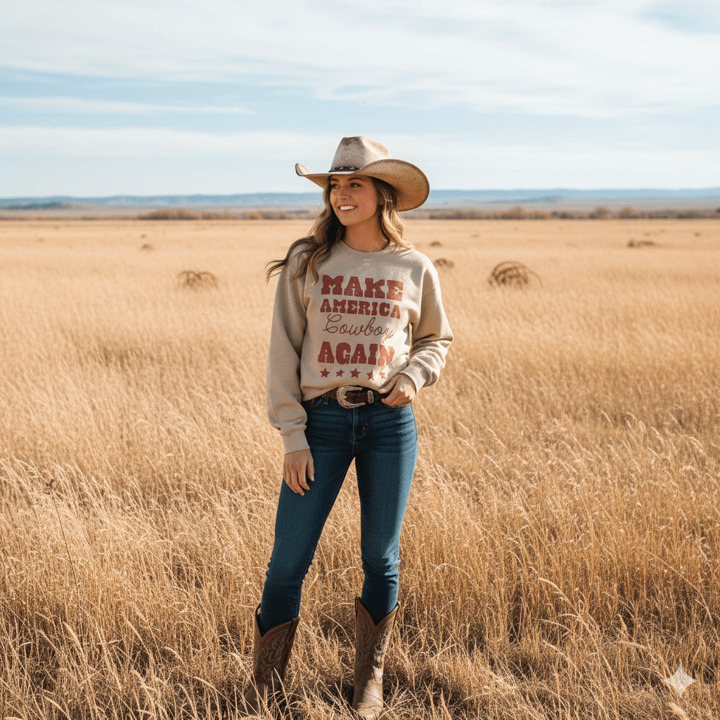 Make America Cowboy Again Stars Graphic Sweatshirt