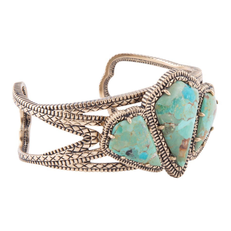 Maltese Blue Turquoise Golden Cuff Bracelet