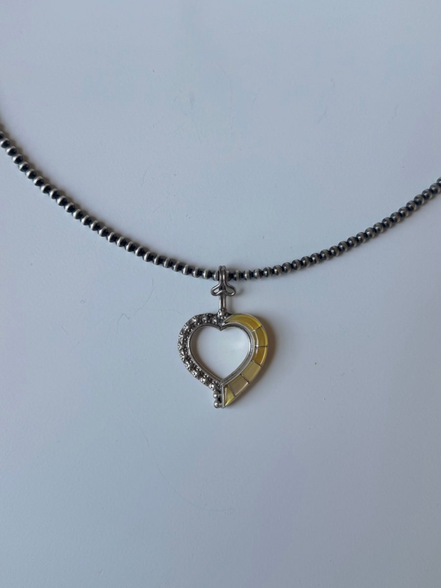 Menard Yellow Shell Heart Necklace Pendant