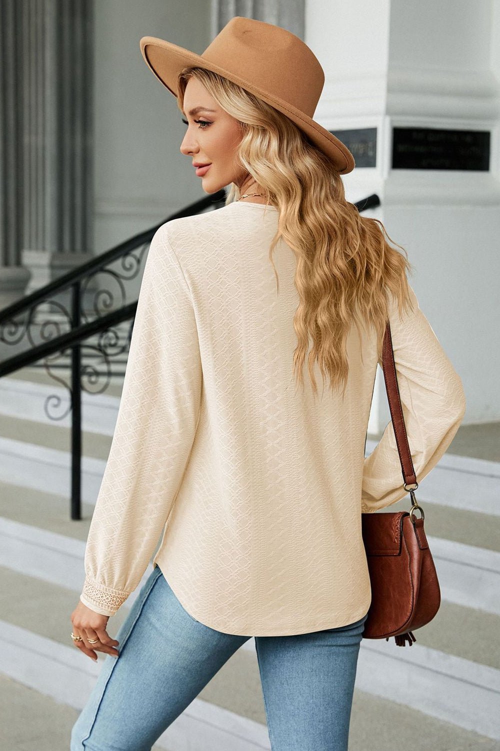 Meredith V-Neck Long Sleeve Blouse
