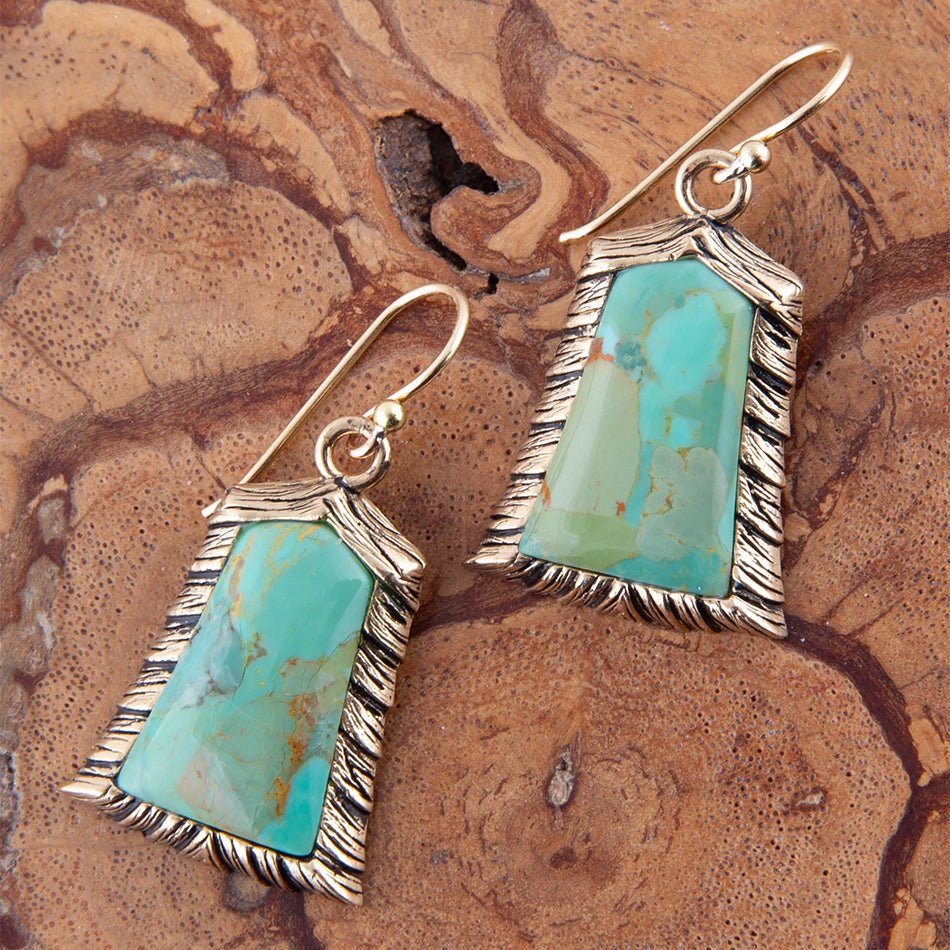 Meriette Blue Turquoise Golden Drop Earrings
