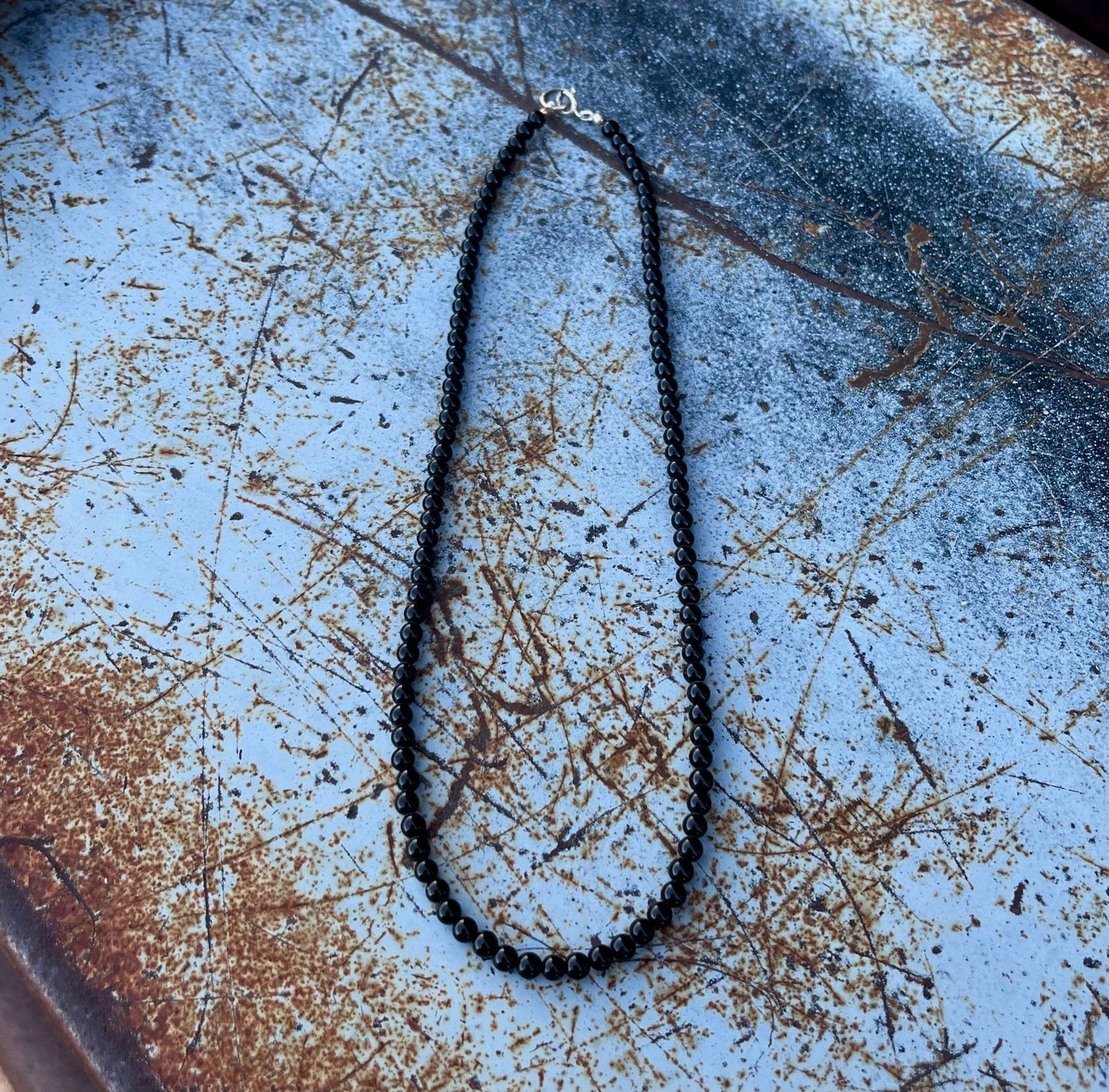 Midnight Phoenix Handmade Black Onyx  17” Beaded Necklace