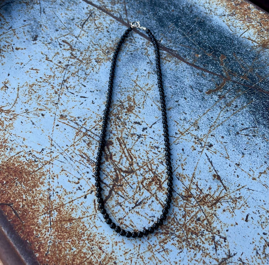 Midnight Phoenix Handmade Black Onyx  17” Beaded Necklace