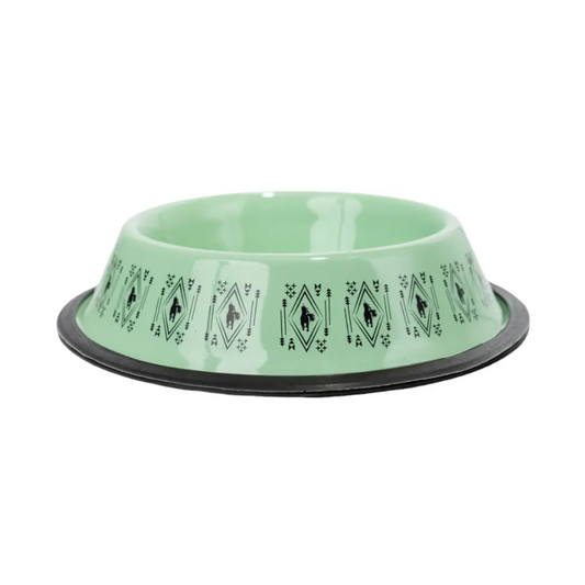 Non-Skid Boho Stainless Steel Dog Bowl – with Whimsical Unicorn Design, Silicone Base for Medium Dogs – 24oz