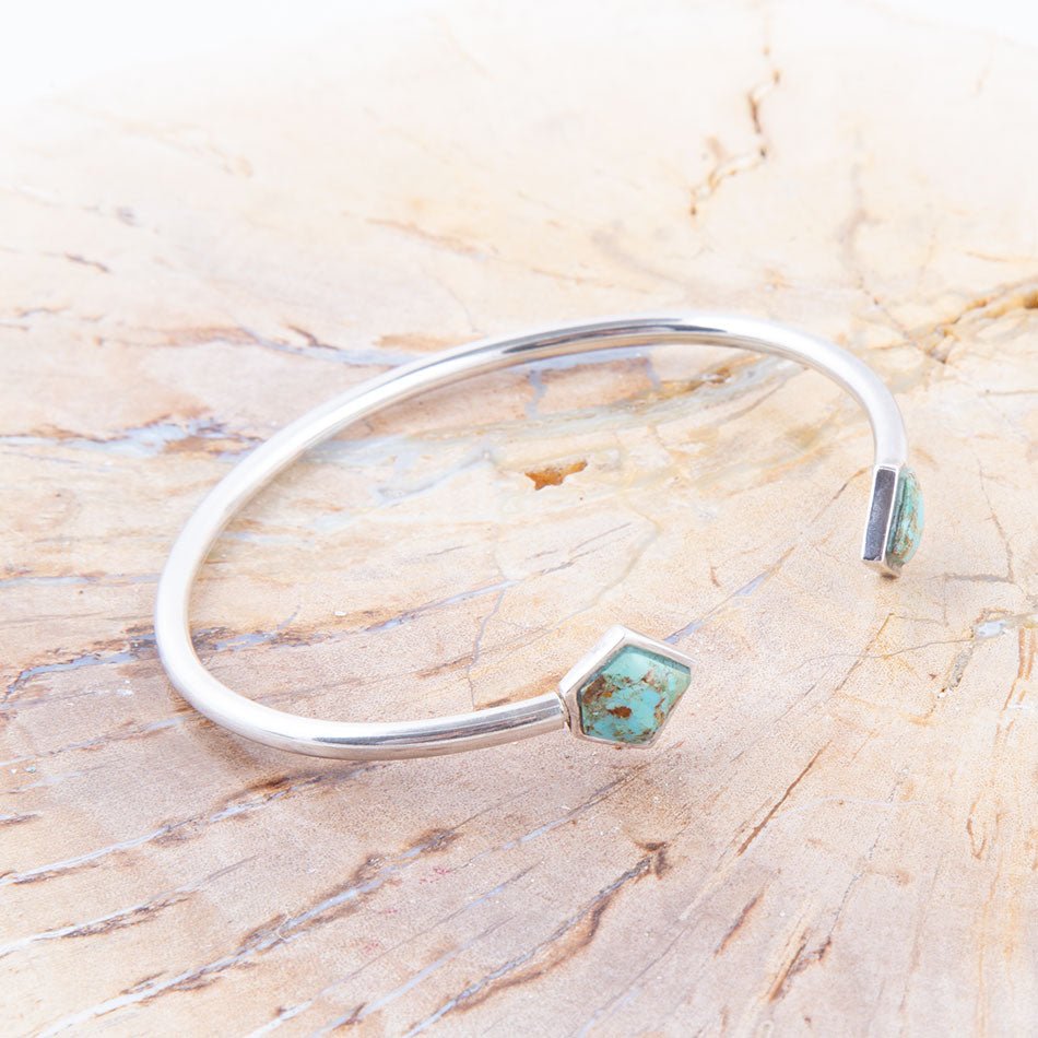 Mirror Image Blue Turquoise and Sterling Silver Cuff Bracelet