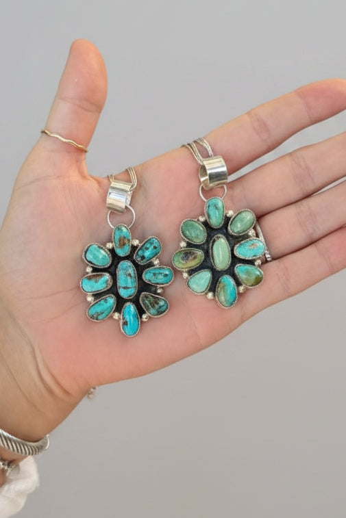 Monterey Turquoise Cluster Pendant/Necklace