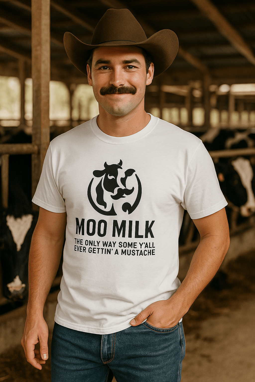 Moo Milk Mustache Tee