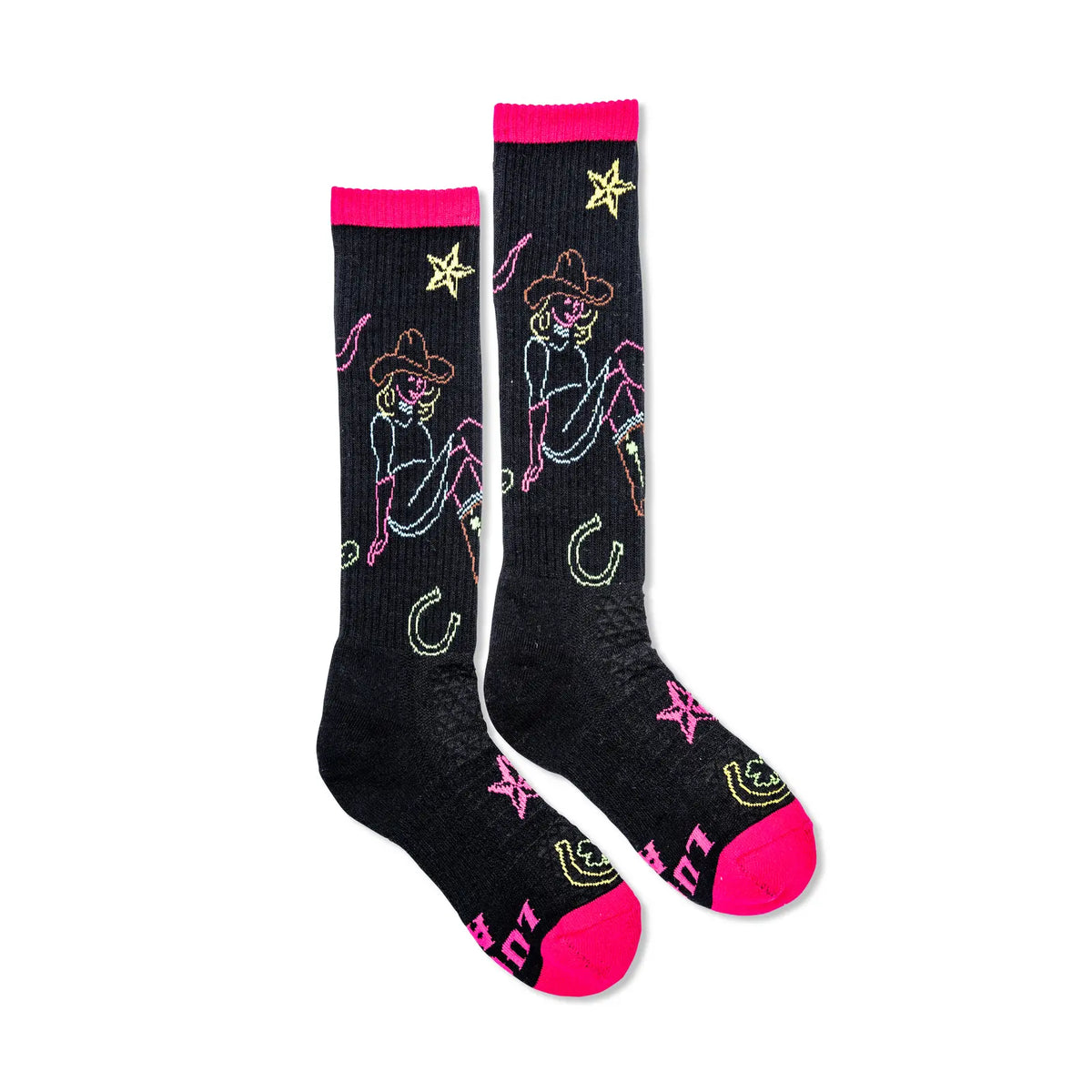 Neon Cowgirl Black Performance Socks
