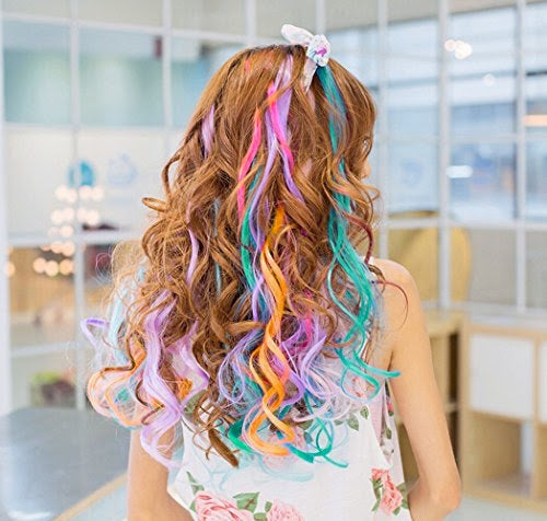 Neon Rainbow Curls 6 Pack Clip-in Hair Extensions