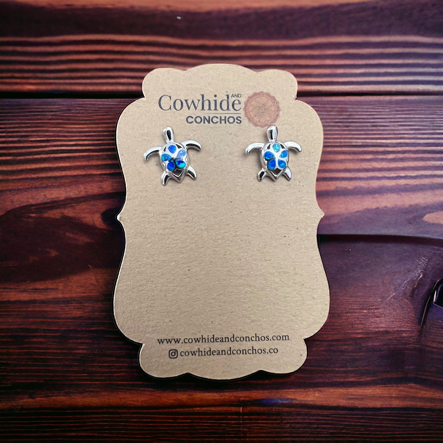 Opalite Sea Turtle Sterling Silver Post Earrings — Whimsical Coastal Western