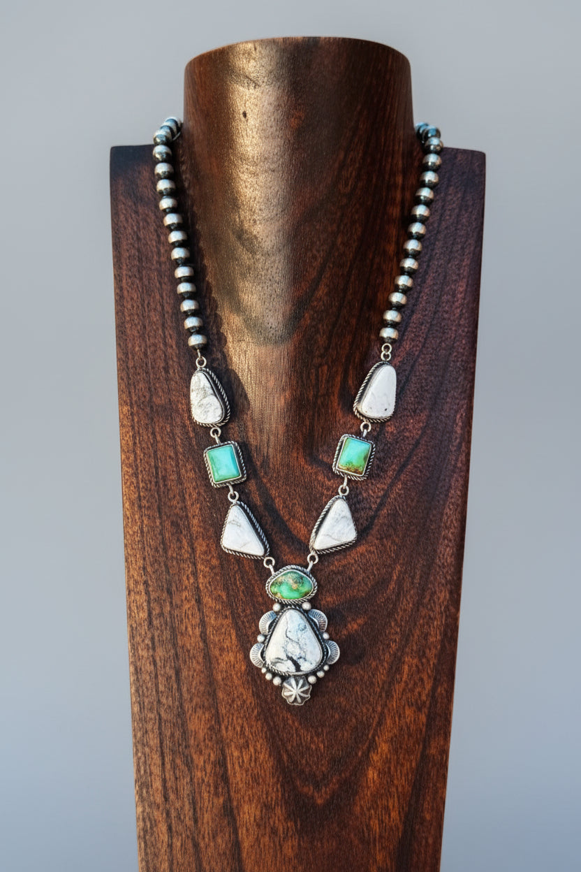 Overton Sonoran Gold and White Buffalo Necklace + Earring Set