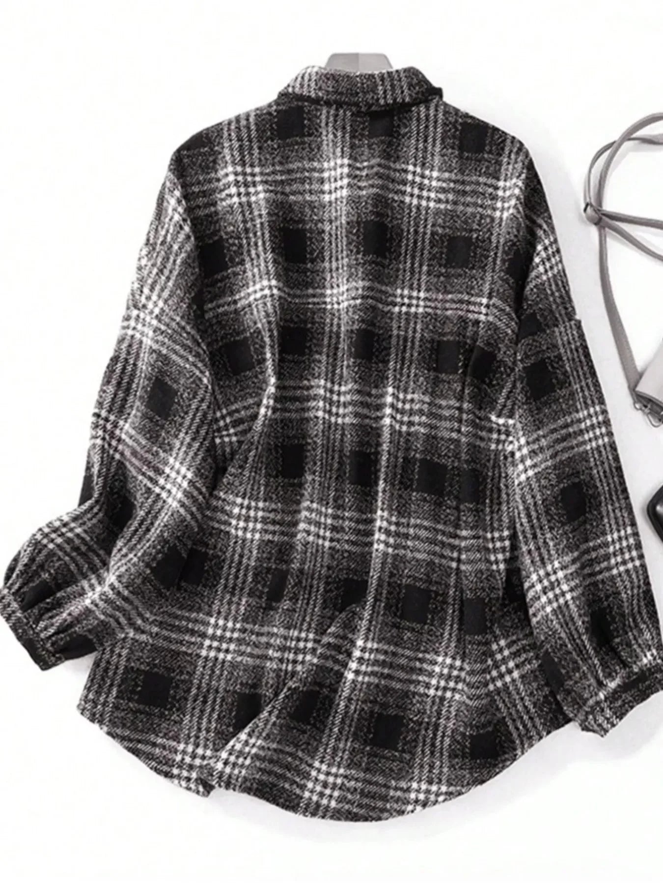 Plaid Button Up Long Sleeve Shacket