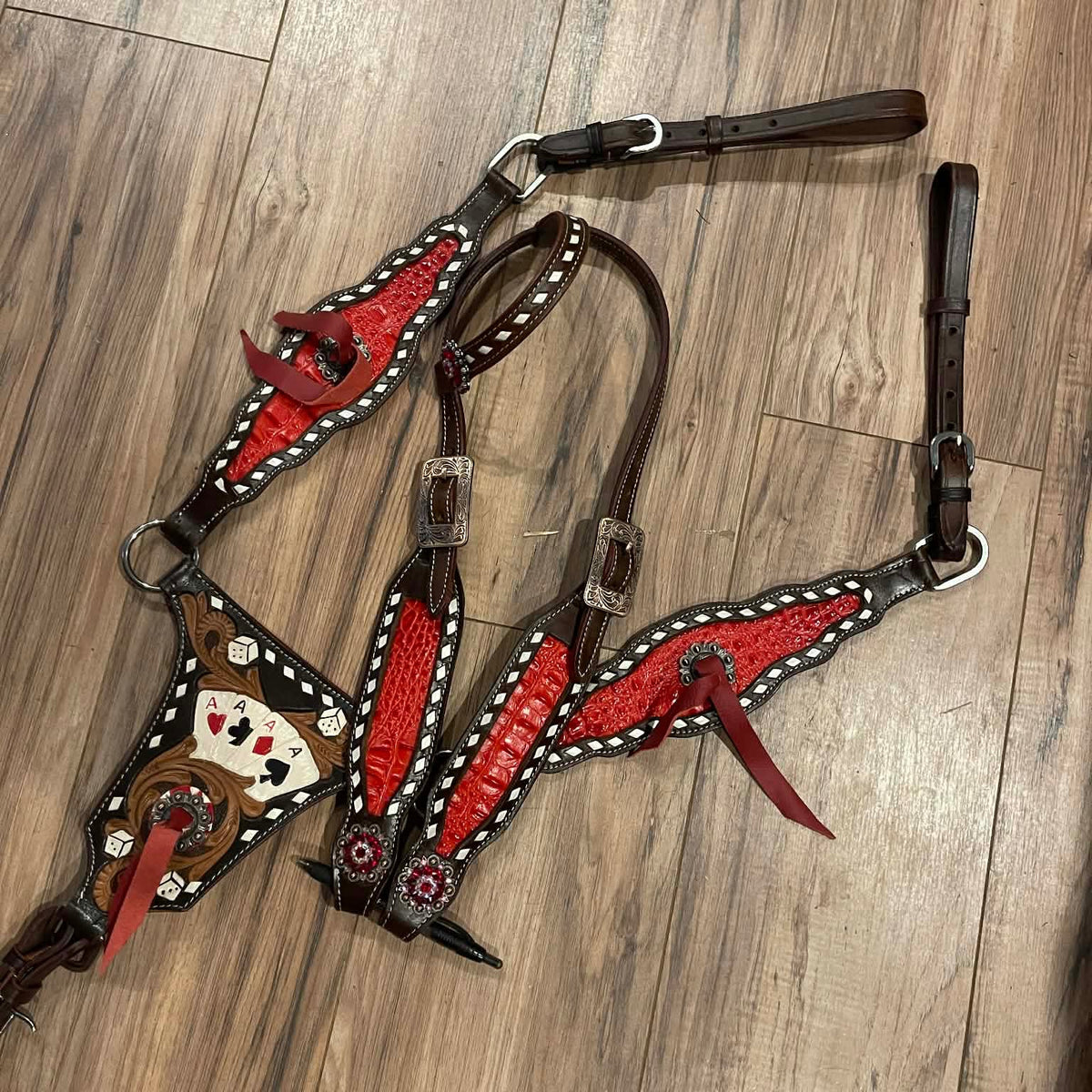 Made to Order Western Tack Set - Playing Cards w/ Red Accents (BHT058)