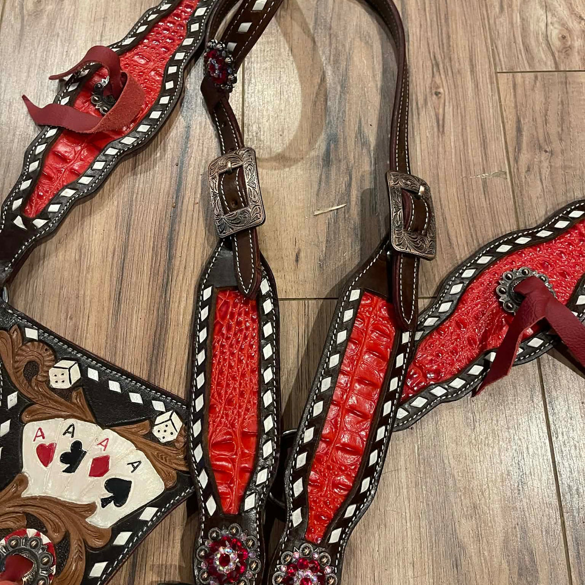 Made to Order Western Tack Set - Playing Cards w/ Red Accents (BHT058)