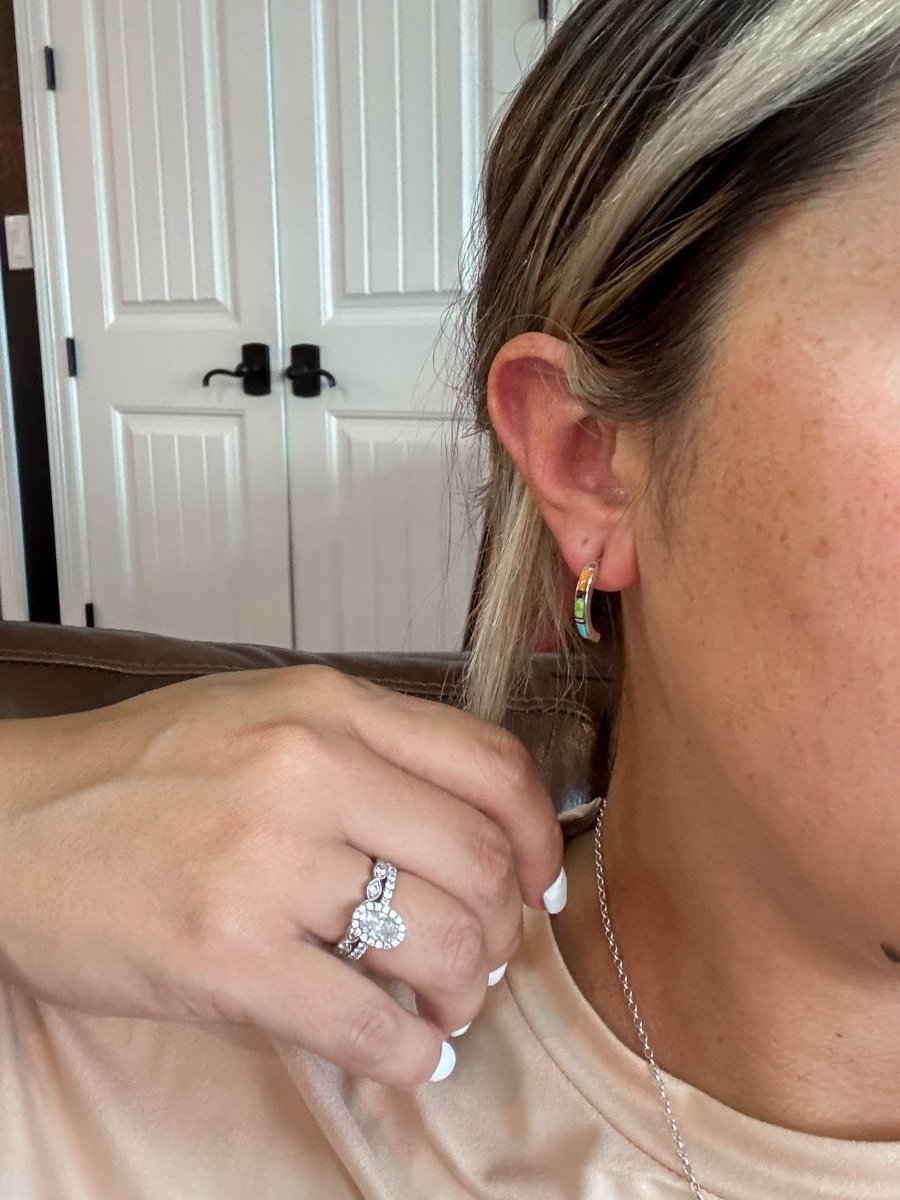 Presidio Multi-Stone Inlay Hoops