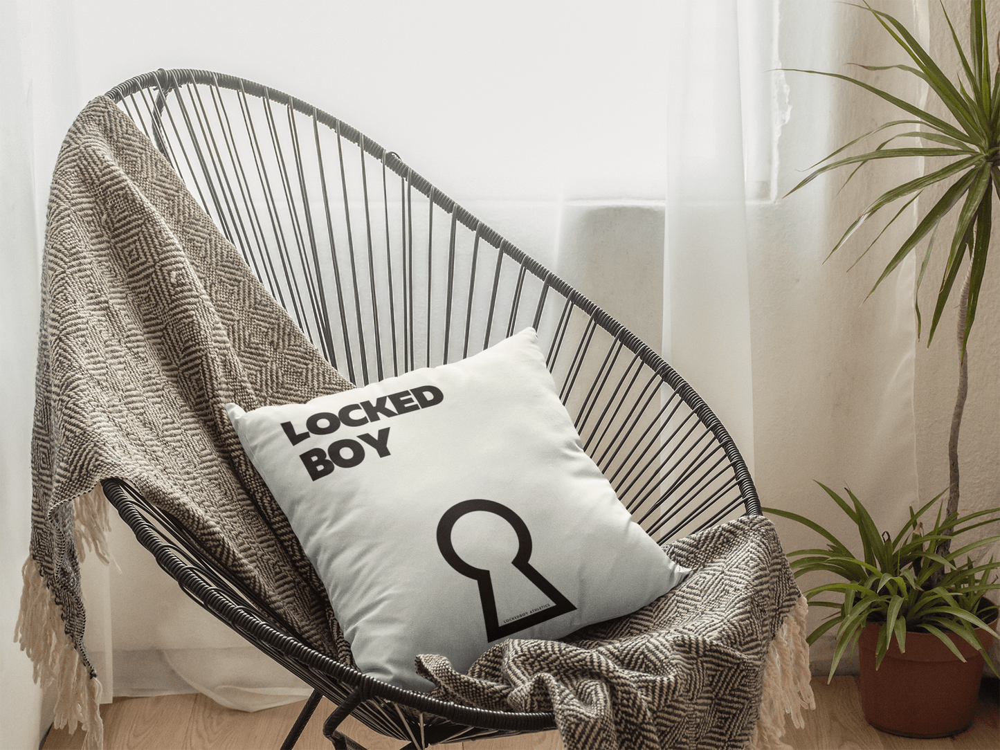 LockedBoy Faux Suede Square Pillow