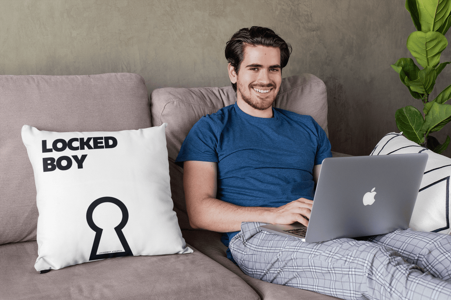 LockedBoy Faux Suede Square Pillow