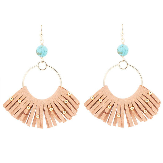 Pueblo Blue Magnesite Golden Fringe Earrings