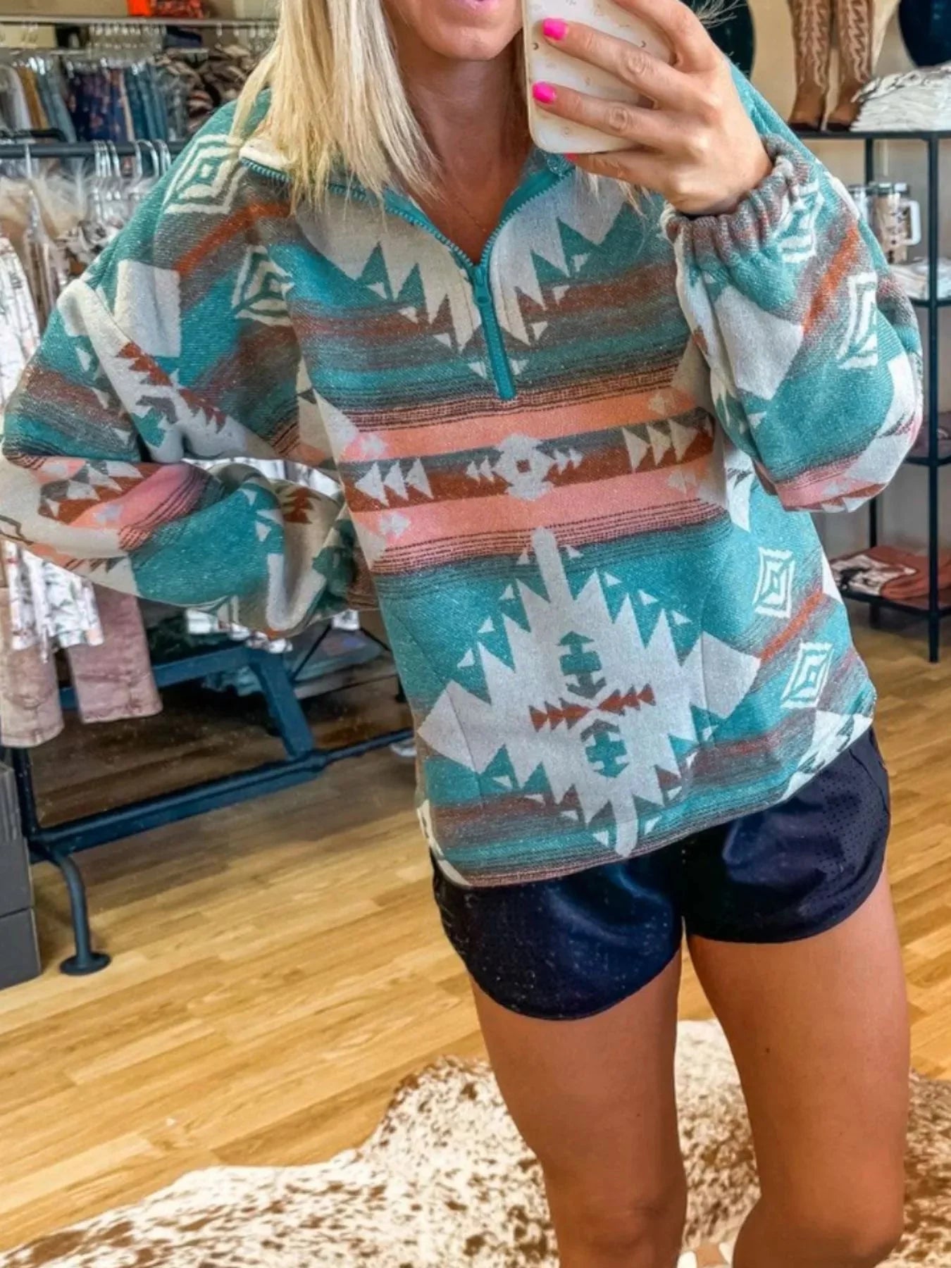 Quarter Zip Aztec Sweatshirt