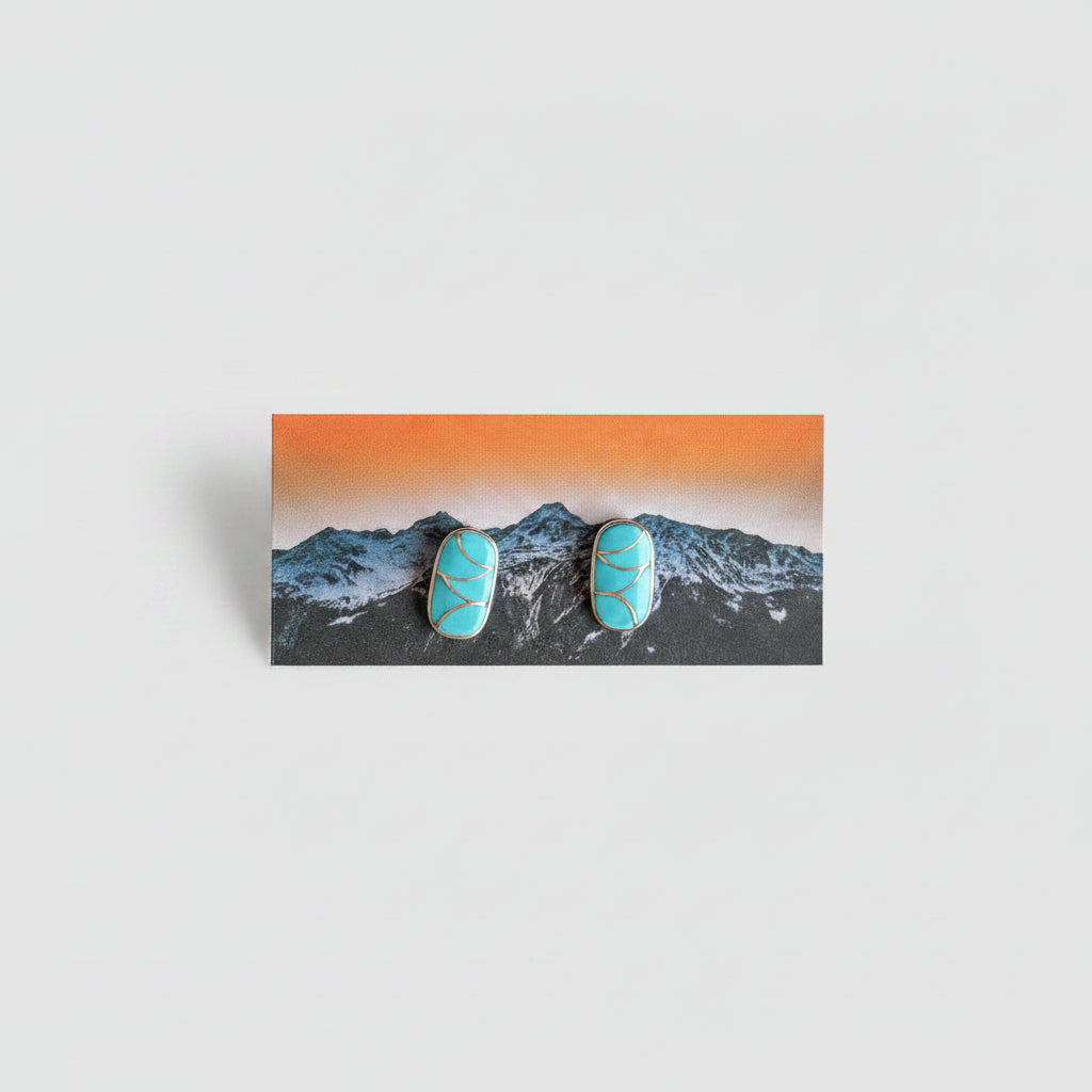 Raisin' Cain Turquoise Inlay Stud Earrings