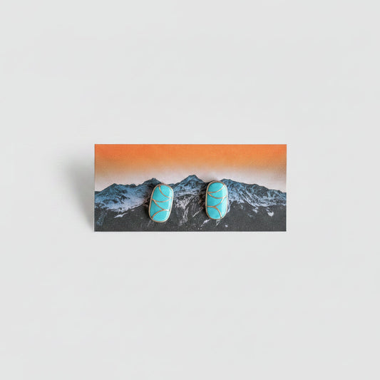 Raisin' Cain Turquoise Inlay Stud Earrings