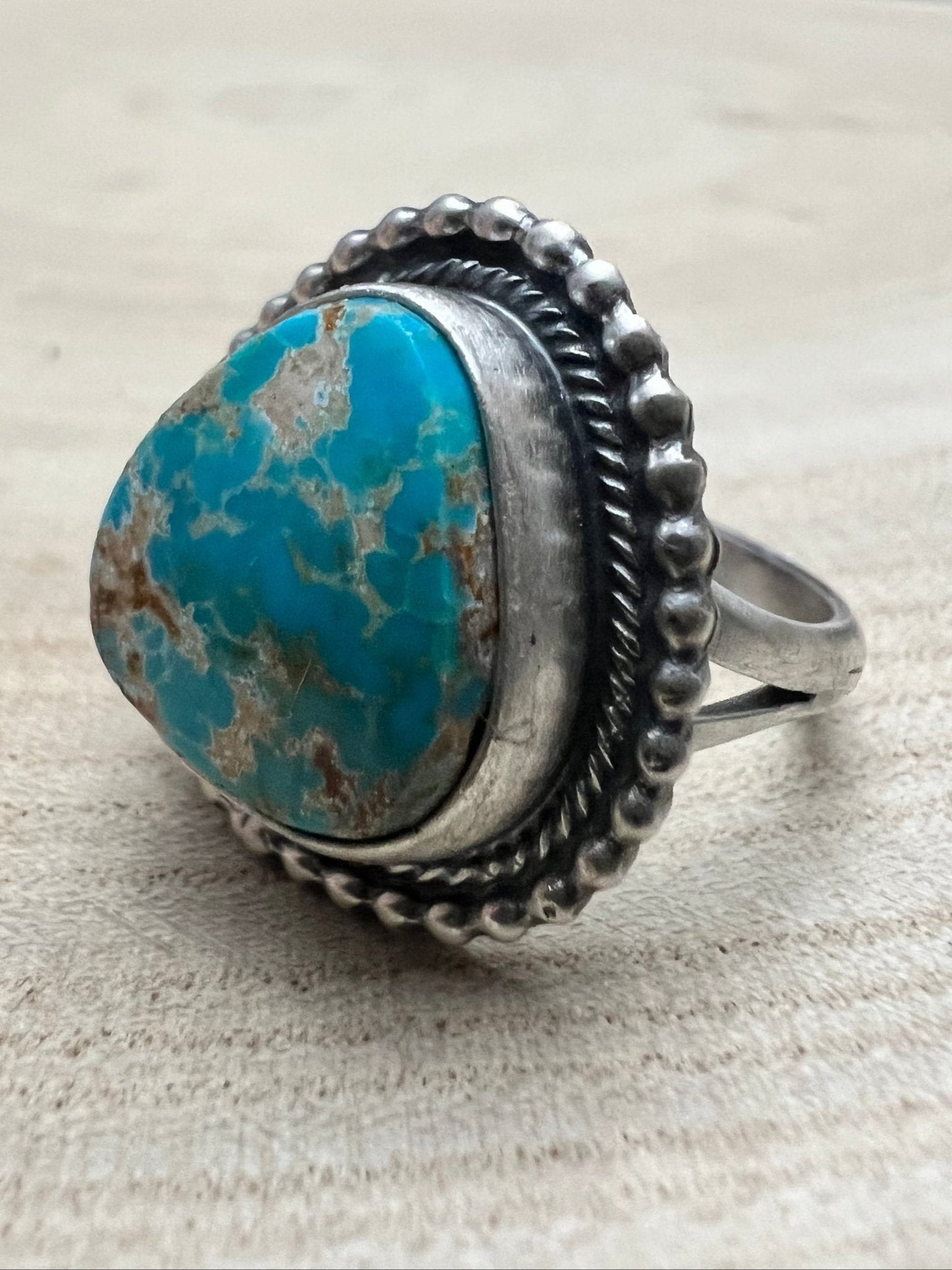 Randy Billy Navajo Sterling Silver Ring with Royston Turquoise — Size 9.5 (Hallmark Randy Billy)