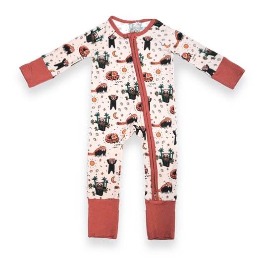 Red Panda Baby Zip Pajamas