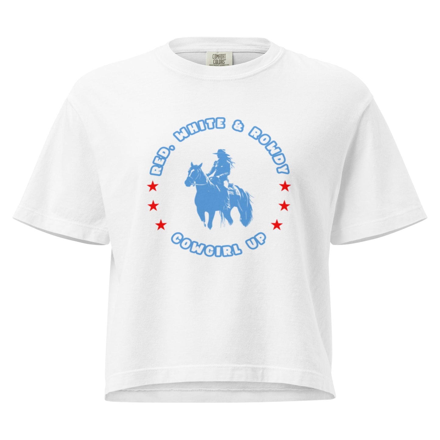 Red White Rowdy Mid Length Box Tee