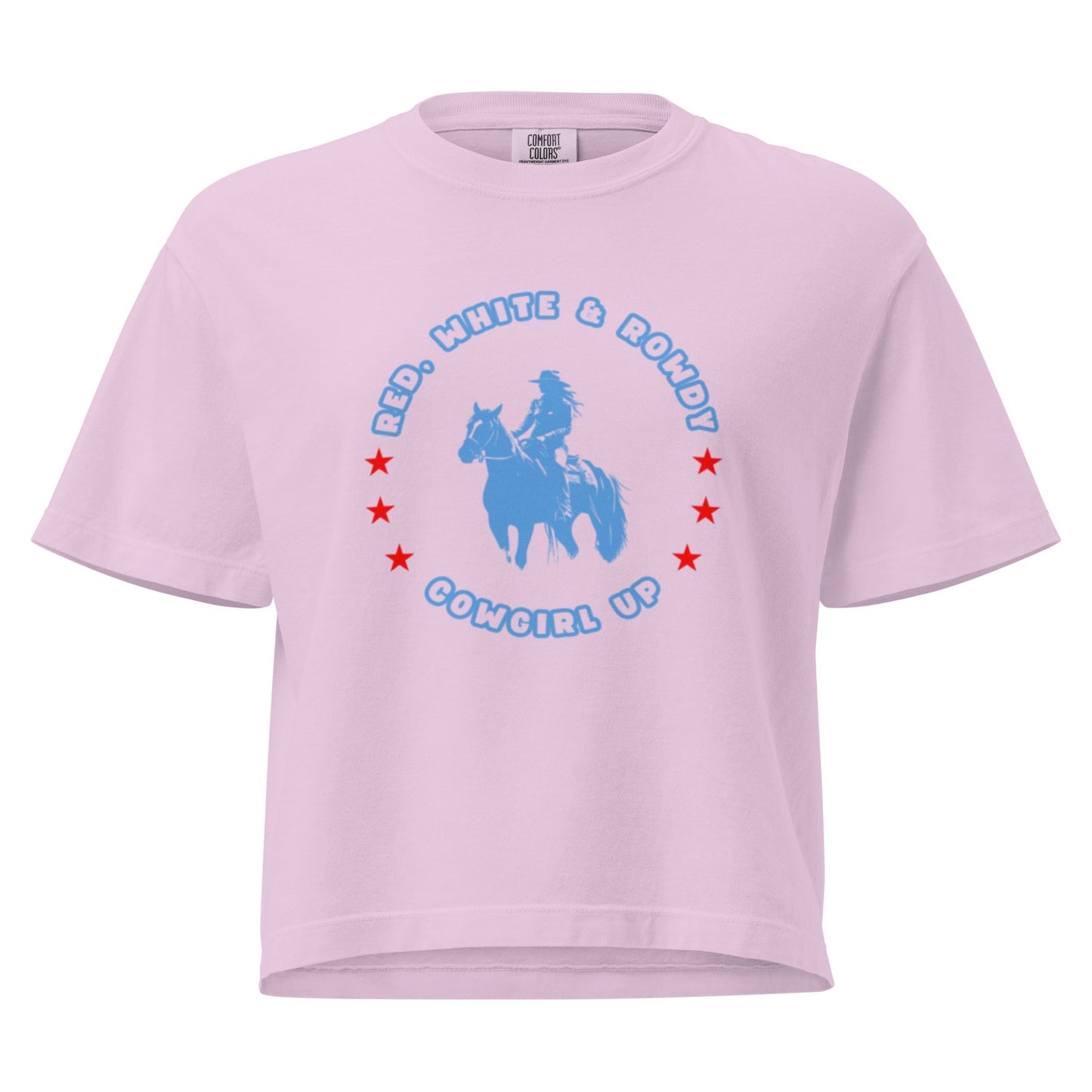 Red White Rowdy Mid Length Box Tee