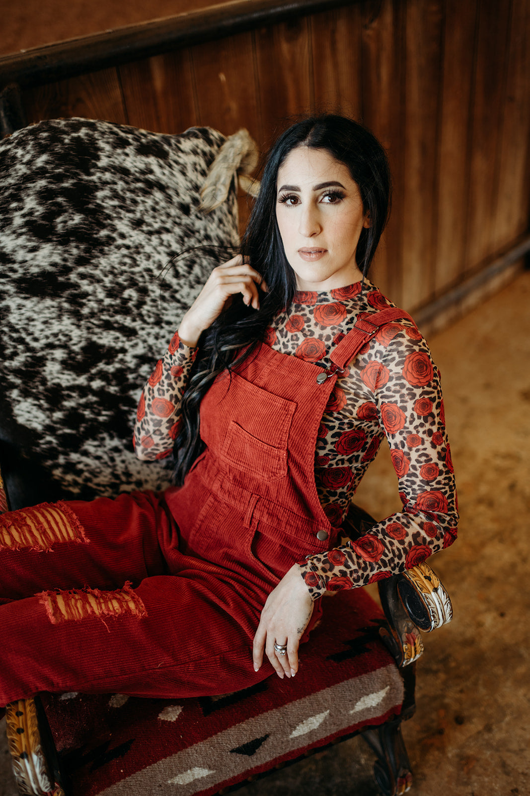 LEOPARD & ROSES MESH LAYERING TOP