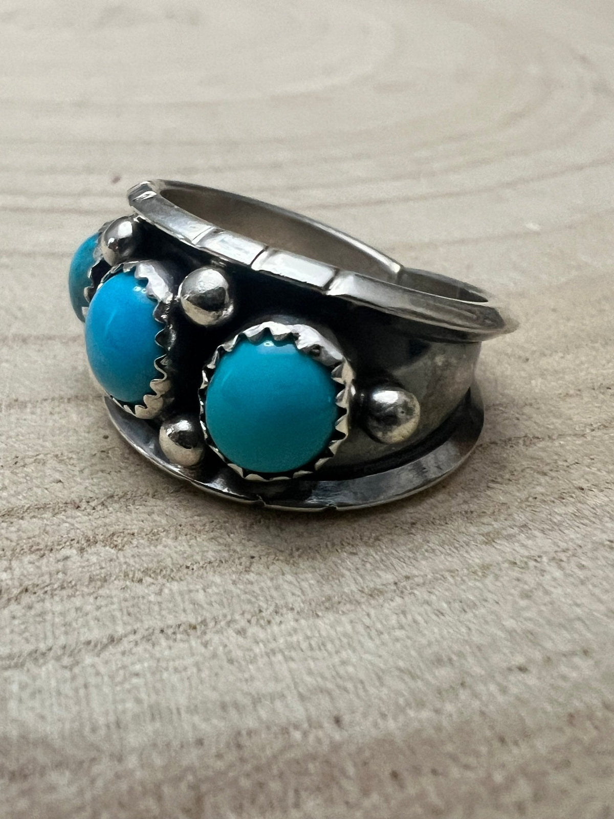 Reed Charley Navajo Kingman Turquoise Sterling Silver Ring - size 9