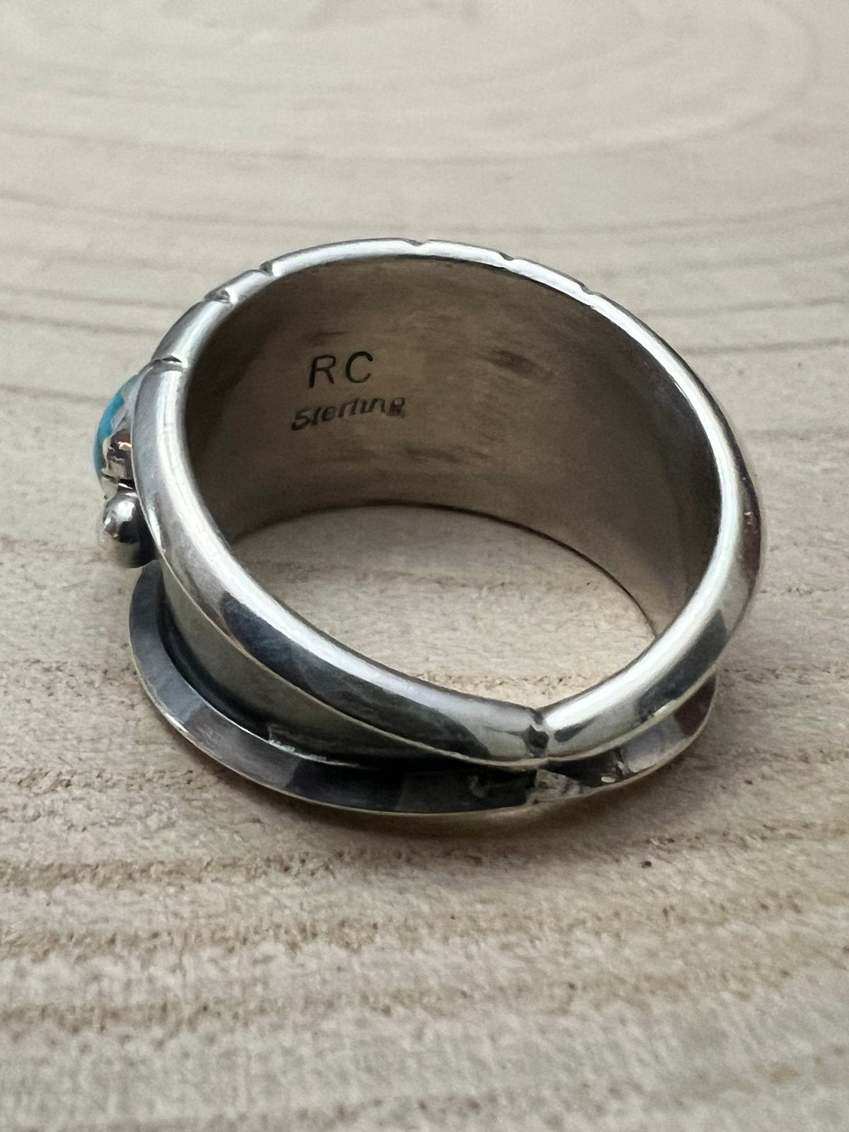 Reed Charley Navajo Kingman Turquoise Sterling Silver Ring - size 9