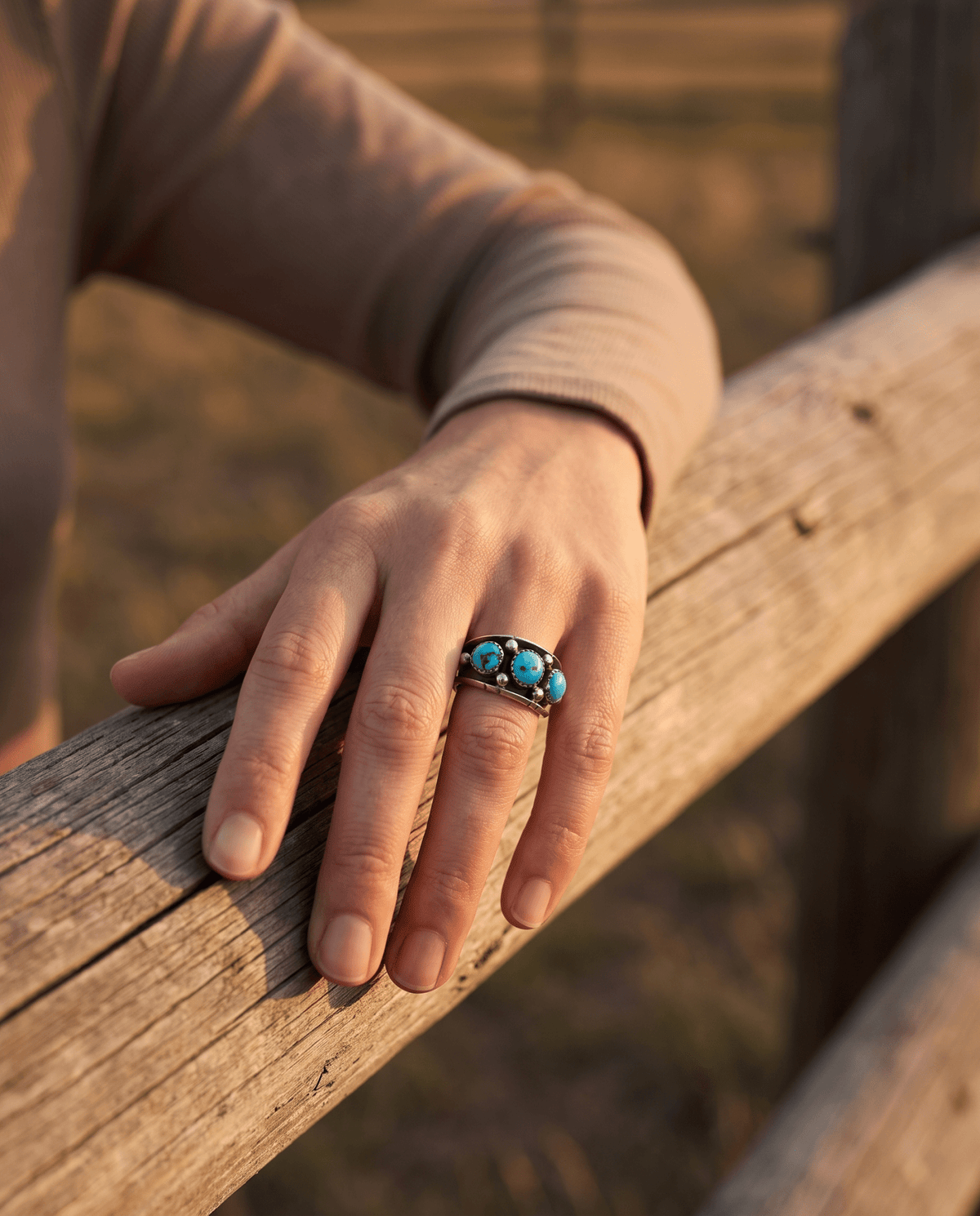 Reed Charley Navajo Kingman Turquoise Sterling Silver Ring - size 9